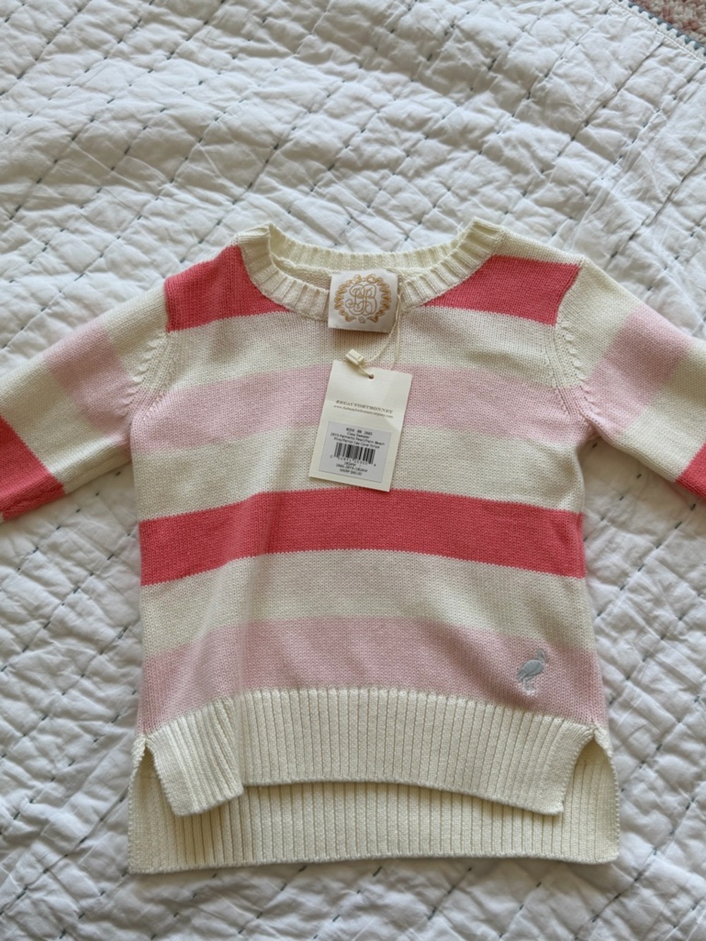 The Beaufort Bonnet Company Pink and Cream Striped Sweater